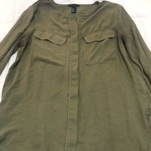 Olive Green Button Up Blouse